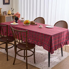 vctops Christmas Red Plaid Ruffle Table Cloth, Farmhouse Cotton Linen Tablecloth, Washable Table Cover for Rectangle Table Baby Shower Kitchen Party Wedding Decor (Red B,70"x102") - Image 3