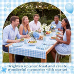 Funnymoom 250 Pcs Blue Gingham Paper Plates and Napkins Party Supplies - Image 5