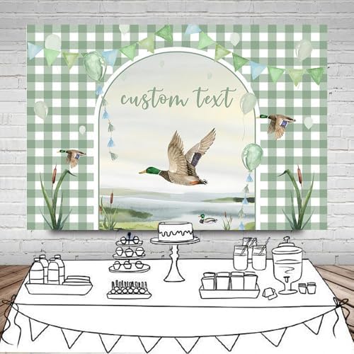 MEHOFOND 10x7ft Custom Mallard Duck Baby Shower Backdrop Duck Hunting Boy Baby Shower Party Decorations a Sweet Baby Boy is on his way Photography Background It's a Boy Party Supplies Photo Booth Prop - Image 4