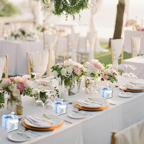 ACITHGL 30 Sets Fully Assembled Small Bubble Candle Party Favors for Guests Bulk Bridal Showers Favors Candles with Stylish Ribbons Thank You Cards Gifts (Blue) - Image 7