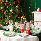 Hsei 250 Pcs Christmas Green Disposable Plate Napkin Tableware Set - Image 5
