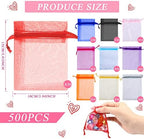 Woanger 500 Pcs Multicolor Organza Bags Bulk 4 x 6 Inch Small Drawstring Mesh Gift Bags Sheer Jewelry Pouches Sachet Candy Pouch for Wedding Favor Holiday Festival Birthday Party Shower - Image 2