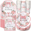 Newtay 250 Pcs Baby in Bloom Baby Shower Plates Napkins for Baby Shower by Newtay