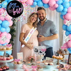 Burnouts or Bows Gender Reveal Decorations, Baby Boy or Girl Gender Reveal Party Decorations, What Will the Baby Be Backdrop Balloon Banner Tablecloth Cake Cupcake Topper Box Sash Pink Blue - Image 7
