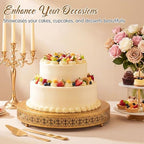 Wenqik Gold Metal Cake Stand 20 Inch with Cutting & Spatula - Image 6