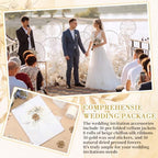 Fuyoooo 50 Set Wedding Invitations Wraps Set Pre Folded Vellum Jackets for 5 x 7 Invitations Self Adhesive Wax Seal Stickers Dried Baby's Breath Chiffon Silk Ribbon for Craft DIY (Wildflower Style) - Image 6