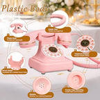 Audio Guest Book Wedding Phone, Vintage Voice Message Recorder Telephone with Premium Gift Box for Special Events,Bridal Shower,Birthday Party,Baby Shower,Anniversary (Pink) - Image 4