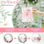 Fullhawl 100 Sets Wedding Invitations Wraps Set Pre Folded Vellum Jackets for 5 x 7 Invitations Dried Flowers Wax Seal Stickers Chiffon Silk Ribbon for Wedding Birthday Bridal Shower Craft DIY (Pink) - Image 4
