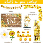 Hombae Sunflower Baby Shower Decorations, Baby Shower Decorations, Sunflower Themed Balloon It’s a Girl Backdrop Welcome Baby Glitter Banner Box Cutouts Cake Topper Daisy Sunflower Gold Yellow - Image 2