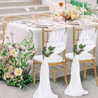QueenDream White Chair Sashes Wedding Aisle Decorations: 24 Packs 8ft Long Draping Fabric Sheer Church Chair Cover Bulk for Party Banquet - Image 6