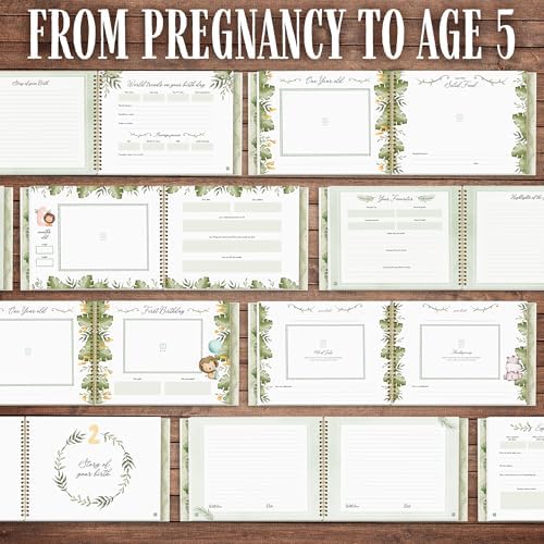 Baby Memory Book – “The Story of You” Keepsake Journal with Photo Slot, Zoo Animal Design, Gold Pen, Lay Flat Binding, Gift Box – 110 Full-Color Pages, 9x11.5 Inches - Image 5