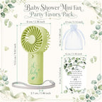 Lewtemi 25 Sets Green Baby Shower Party Favors Mini Fans for Guests, Clean - Image 2