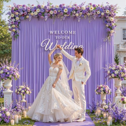 50x10FT Backdrop Curtains with Rod Pockets - Wrinkle Free Photo Stage Backdrop 10 Panels Curtains Drapes for Photography Wedding Party Baby Shower Decorations (Lavender) by Unknown
