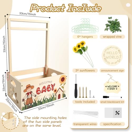 Wooden Baby Shower Crate Closet, Baby Shower Gift Basket for Newborn Gifts - Image 3