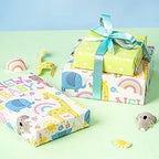 WRAPAHOLIC Jumbo Reversible Baby Shower Wrapping Paper - 30 Inch x 100 Feet - Animals & New Baby Design for Neutral Baby Shower, Boys Girls Kids Birthday - Image 6