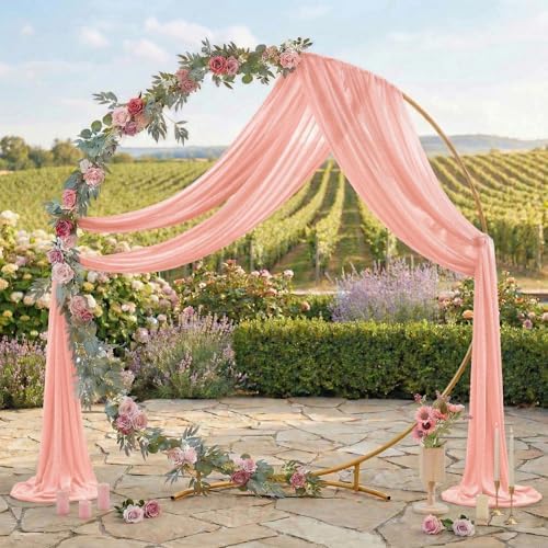 Pack of 2 Wedding Arch Drape Panel Fabric 30" x 30ft - Peach - Image 3
