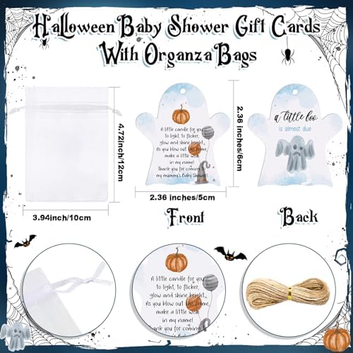 MTLEE 25 Sets Halloween a Little Boo Baby Shower Ghost Candle Gifts, Blue - Image 3