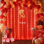 10x10ft Red Backdrop Curtains with Lights Photo Drapes Wrinkle Free Fabric Backdrop Curtain for Wedding Birthday Party Baby Shower Bridal Shower Home Party Background Decorations - Image 5