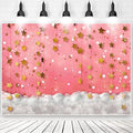 8x6ft Pink Dreamy Golden Stars Pendant Backdrop Girl Baby Shower Party Birthday Decorations Banner Photography Background Photo Booth Props by Mivor