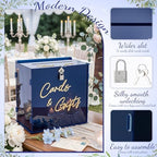BreezeHug Navy Blue Acrylic Wedding Card Box with Slot and Lock, Graduation Money Gift Box with DIY Letters cards Gifts/Thank You Letters, Funeral, Quinceanera, Retirement Birthday (Medium) - Image 4