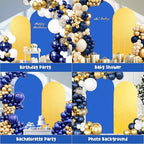 2PCS Arch Backdrop Covers Glitter Gold Sapphire Blue (7.2ft+6ft) , Spandex Fitted Arch Stand Covers Background for Wedding Baby Shower Birthday Bridal Shower Party Decorations(Only Covers) - Image 3