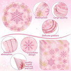 Funnymoom 452 Pcs Pink Gold Winter Snowflake Party Supply 50, Plate Cup Set - Image 3