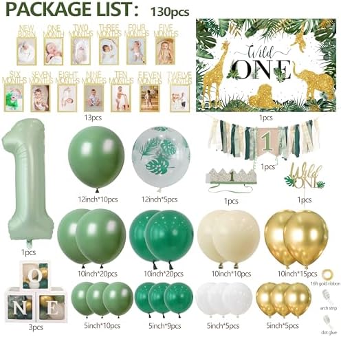 DCJHFJ Wild One Birthday Decorations for Boys Safari 1st Birthday Party - Image 2