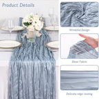 6 Pack Dusty Blue Cheesecloth Table Runner 120 Inch Boho Wedding Decor - Image 3
