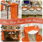 30 Pack Orange Cheesecloth Table Runner 17 x 108 inch Cheese Cloth Table Runners 9ft Orange Table Runner Rustic Romantic Sheer Gauze Runner for Wedding Party Baby Shower Table Decoration - Image 7