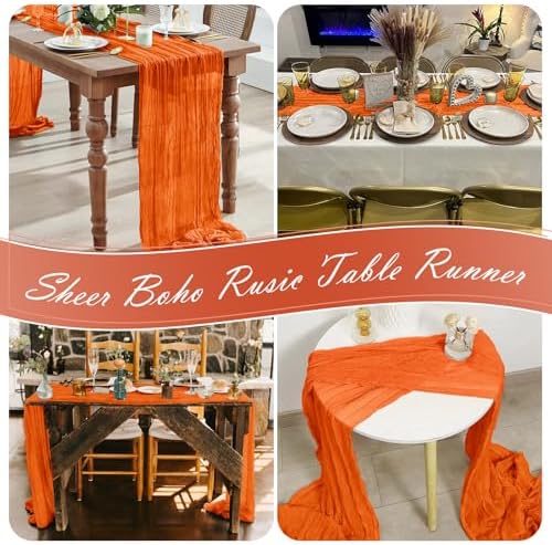 30 Pack Orange Cheesecloth Table Runner 17 x 108 inch Cheese Cloth Table Runners 9ft Orange Table Runner Rustic Romantic Sheer Gauze Runner for Wedding Party Baby Shower Table Decoration - Image 7