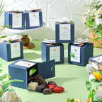 Affrolling 50 Pcs Wedding Favor Boxes, Square Flower Gift Box Party, Blue - Image 2