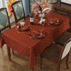 SASTYBALE Rectangle Jacquard Tablecloth, Rust Red/Burnt Orange, 60"x120" - Image 2