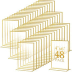 Hoteam 48 Pack 4 x 6 Inch Gold Acrylic Sign Holders, Wedding Picture Frame by Hoteam