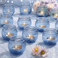 24 Pcs Blue Votive Candle Holders for Bridal Shower Decorations- Floral Style Dusty Blue Candle Holder for Wedding Table Centerpieces, Baby Shower Decor by LAMORGIFT