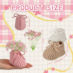 3 Set Baby Shower Booties Table Centerpiece Knitted Booties with Flowers - Image 3