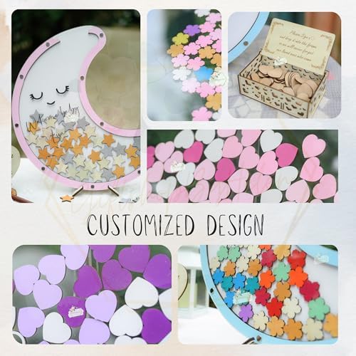 Baby Shower Guest Book Alternative Wooden Drop Box Frame Keepsake (Moon) - Image 7