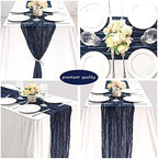 35x72 Inch Navy Blue Cheesecloth Table Runner Wedding Birthday Party Decor - Image 5