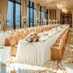 Wish Care 2 Pack Light Champagne Tulle Table Cloth for 8 Foot Rectangle Tables Tulle Tutu Skirt Stretch Fitted Tablecloth Wrinkle Free Ruffle Table Cover for Party Wedding Birthday Banquet Decorations - Image 4
