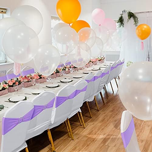 Babenest 100PCS Spandex Chair Sashes Bows with Buckle for Wedding, Purple - Image 7