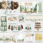 One Happy Camper Birthday Decorations, Camping first Birthday Party decorations, Camp 1st birthday Party Supplies Decor, Balloon Arch One Boxes High Chair Banner Crown Cake Topper Tablecloth Confetti - Image 6