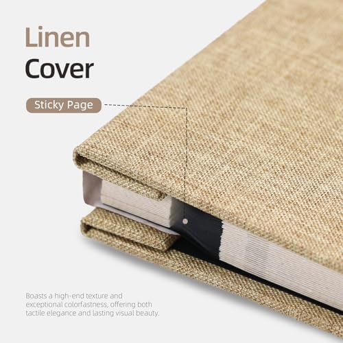 Vienrose Self Adhesive Photo Album, 60 Pages, 11 x 10.6 in, Khaki - Image 5