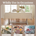 Laolitou Beige Checkered Tablecloth Rectangle Tables Buffalo Plaid Gingham Table Cloth Cotton Linen Rustic Tablecloths Washable Wrinkle Free for Party Picnic Kitchen, 60"x90" 6-8 Seats - Image 6
