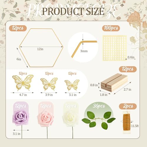 Vercraft 12 Set Butterfly Hoop Centerpieces,White, Purple, Pink,Hexagon - Image 2