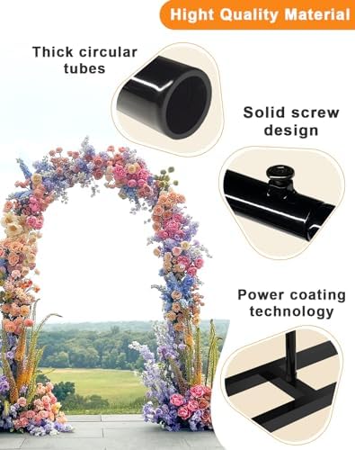 Queension Arch Backdrop Stand 6.6FT, Wedding Arch Stand with Base,Balck - Image 3