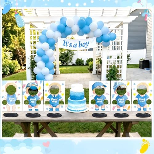 6 Sets Blindfolded Feed Me Shower Games Feed The Funny Blindfolded Food Feeding Board Gender Reveal Game Activities for Guests Photo Booth Props Family Reunion Party Supplies(male) - Image 4