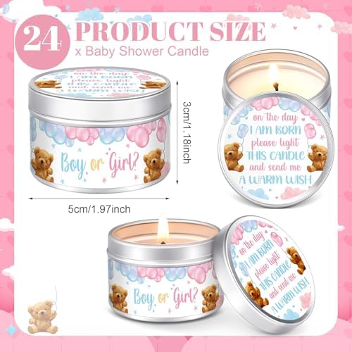 MTLEE Gender Reveal Bear 24 Pcs Baby Shower Party Favors Candles Lavender Scented Baby Shower Favors for Guests Rustic Tealights Candles Gender Reveal Return Gifts(Blue and Pink, 1.2 oz) - Image 2