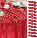 Wokceer Cheesecloth Table Runner Red 10FT Boho Gauze Runner, 12 Pack by Wokceer
