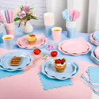 400 Pcs Baby Gender Reveal Plates and Napkins, Pink Blue Party Tableware - Image 4