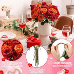 Geosar 8 Bundles Artificial Peonies Flowers,Orange, Deep Red - Image 3