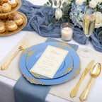 125PCS Blue and Gold Plastic Plates for Wedding Party Baby Shower - Image 5